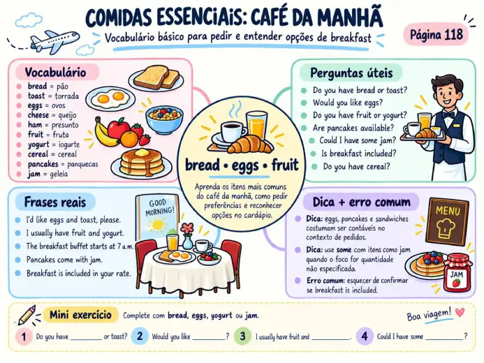 Mapa mental de inglês para viagem
