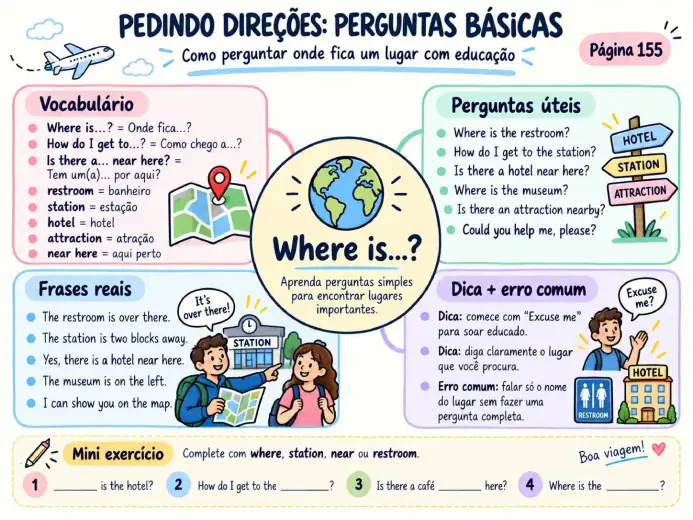 Mapa mental de inglês para viagem
